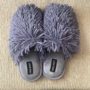 Nine West Purple Fuzzy Slippers